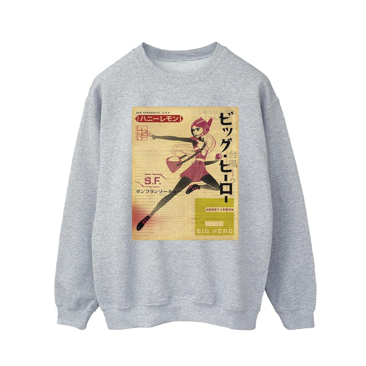 Image of Big Hero 6 Baymax Honey Lemon Newspaper Sweatshirt Herren Grau M