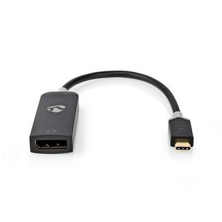 Nedis  Adaptateur USB-C™ | USB 3.2 Gen 1 | USB-C™ mâle | DisplayPort femelle | 8K@30Hz | 0.20m | Rond | Plaqué or | PVC | Anthracite | Boîte avec fenêtre 