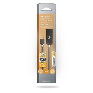 Nedis  Adaptateur USB-C™ | USB 3.2 Gen 1 | USB-C™ mâle | DisplayPort femelle | 8K@30Hz | 0.20m | Rond | Plaqué or | PVC | Anthracite | Boîte avec fenêtre 