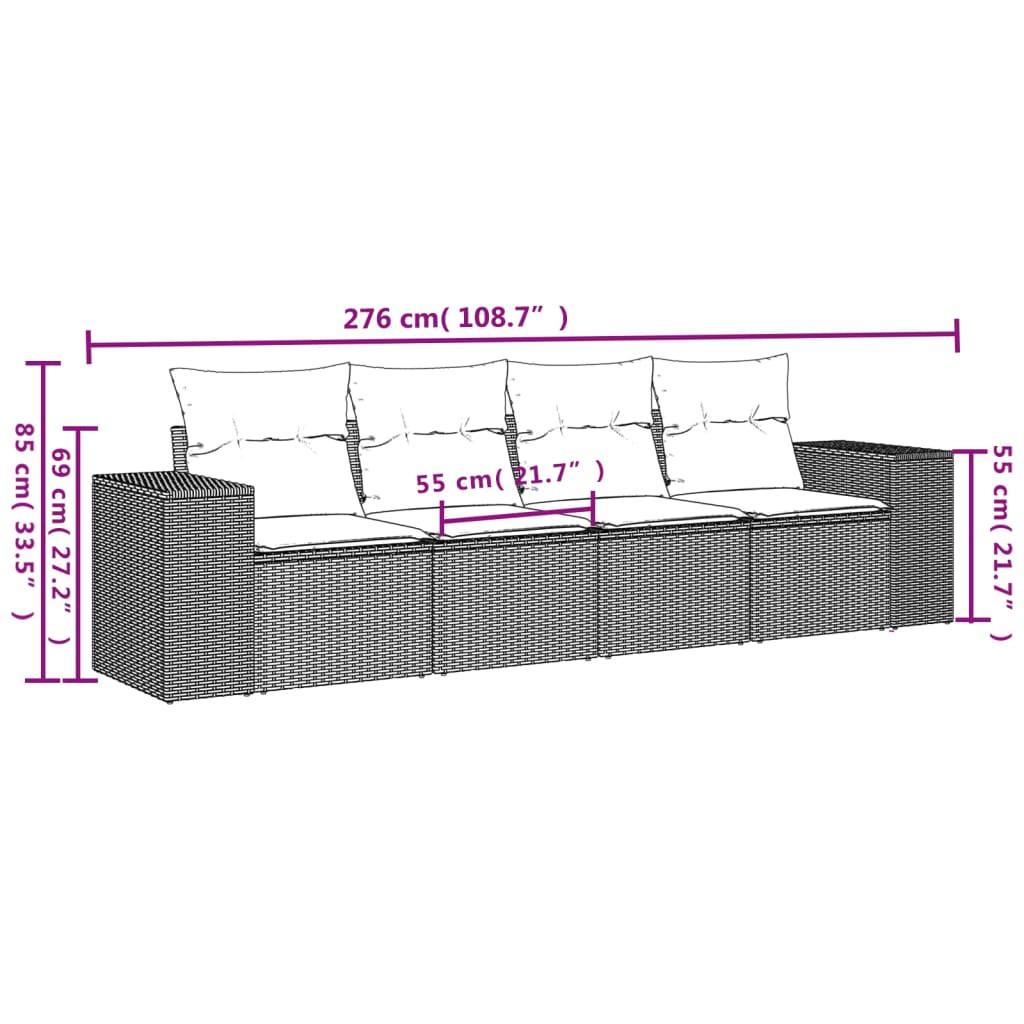 VidaXL Ensemble de canapés de jardin rotin synthétique  