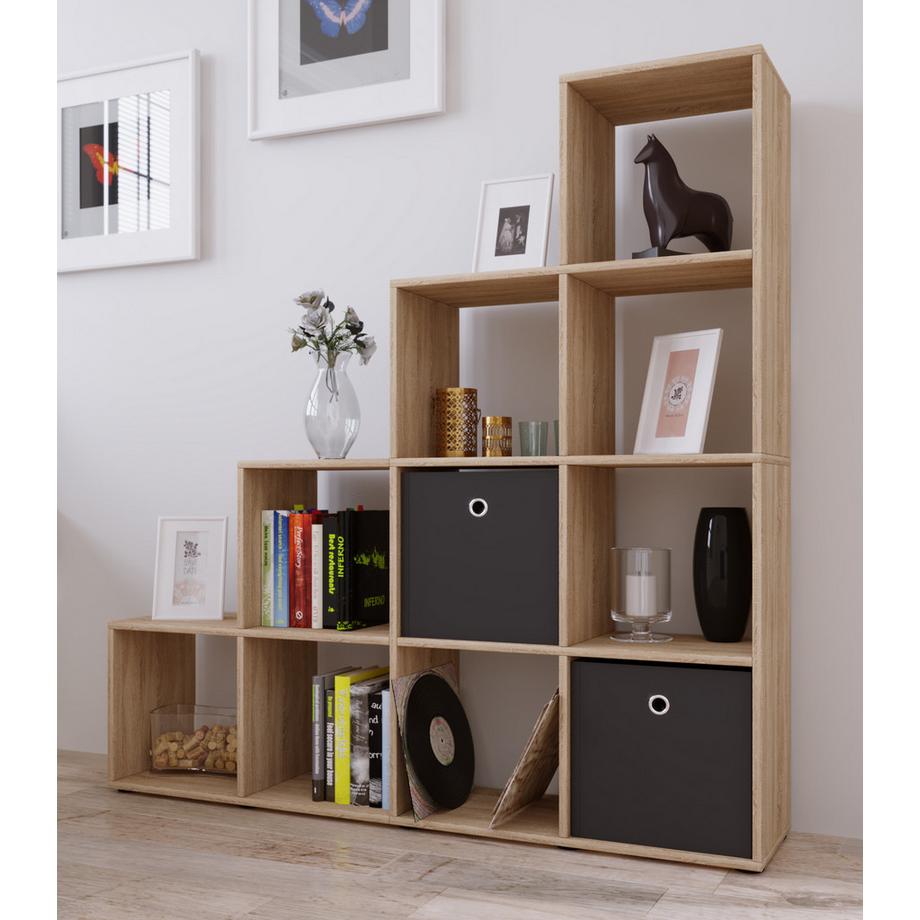 VCM Holzregal stehend | platzsparendes Regal | Maße:  H. 139 x B. 143 x T. 29 cm | Elegantes Regal stehend | Aufbewahrungsregal | Bücherregal  |  