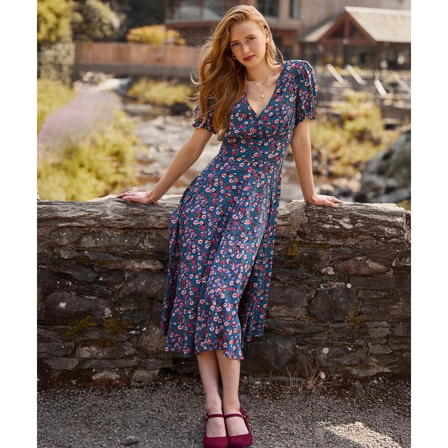 Joe Browns Geblümtes Kurzarm Midi-Kleid  