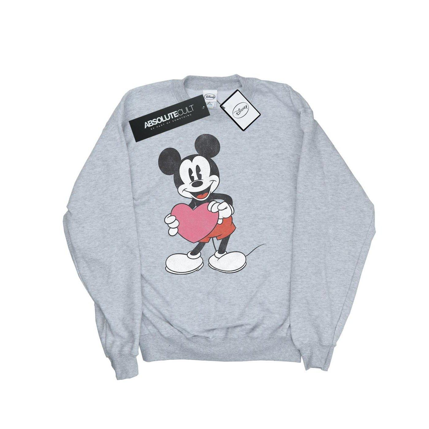 Image of Mickey Mouse Valentine Heart Sweatshirt Damen Grau L