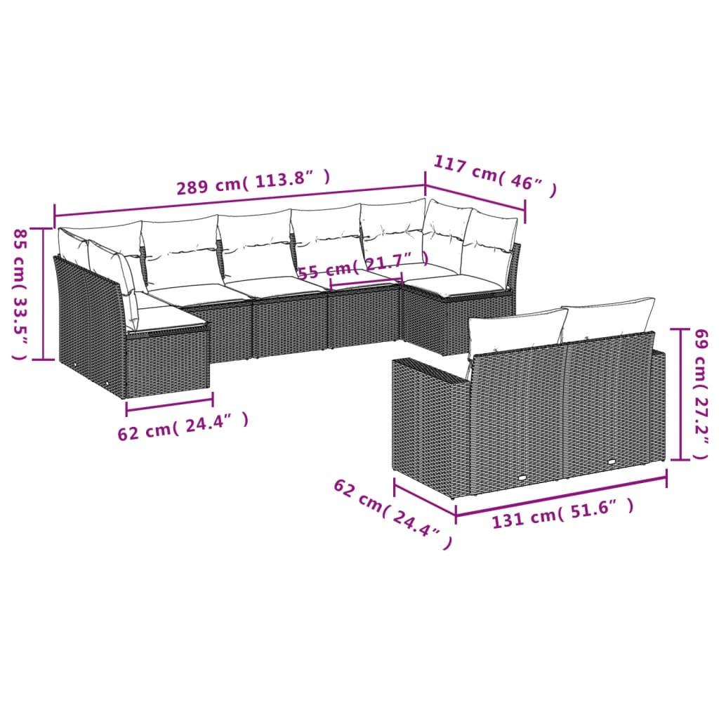 VidaXL set divano da giardino Polirattan  