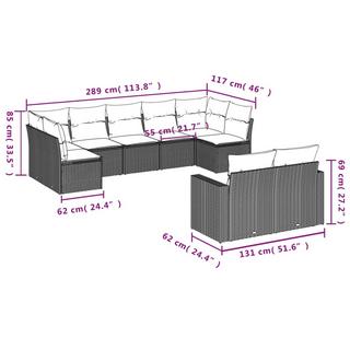 VidaXL set divano da giardino Polirattan  