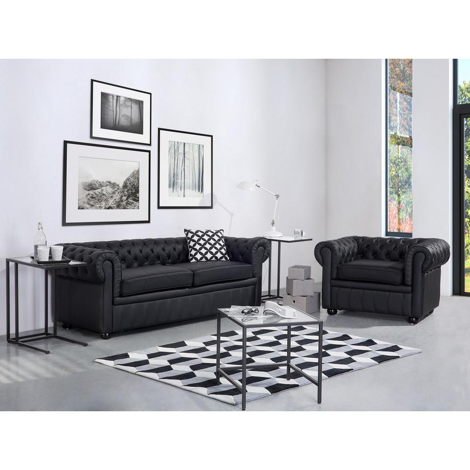 Beliani 3 Sitzer Sofa aus Echtleder Glamourös CHESTERFIELD  