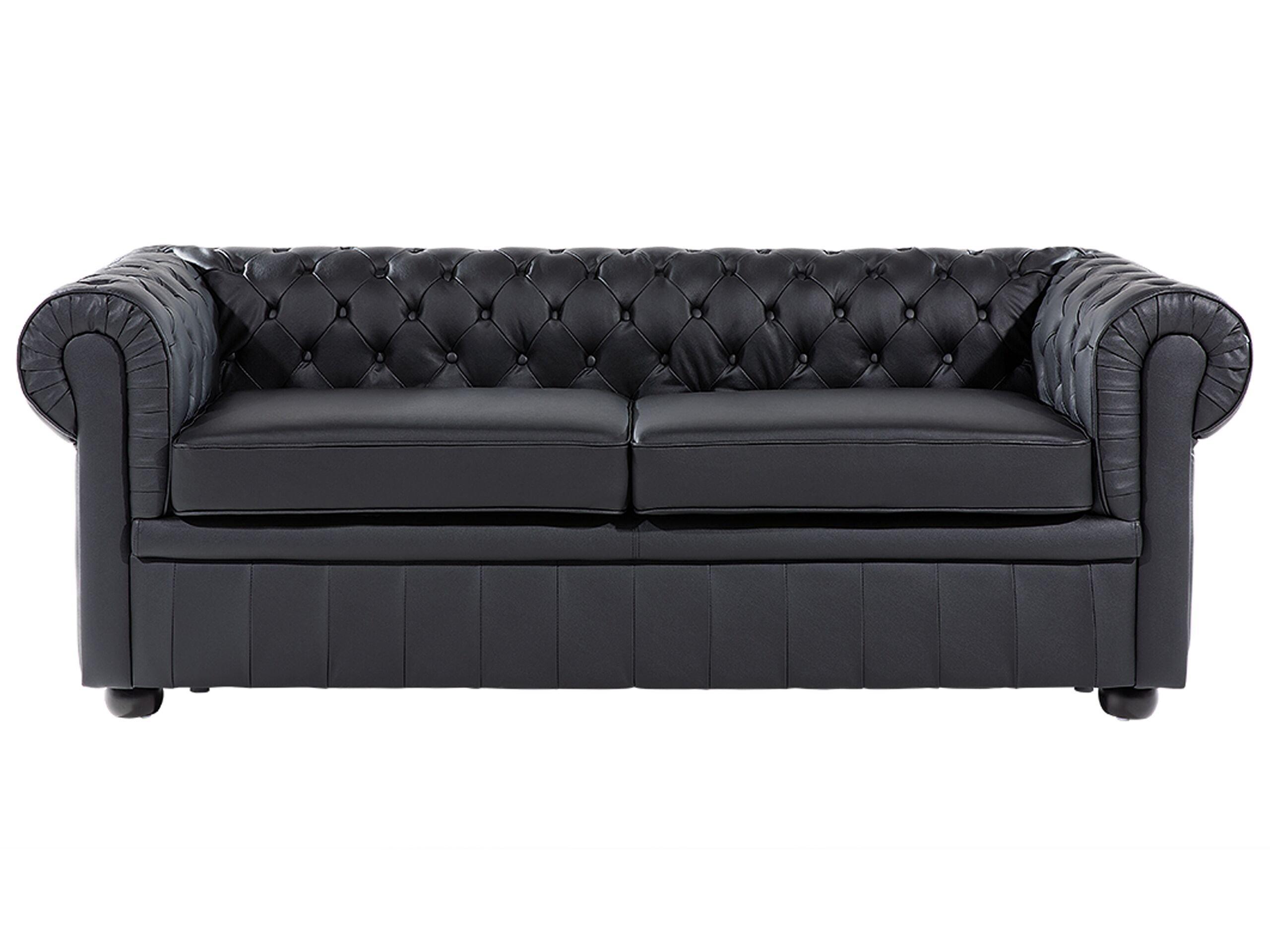 Beliani Divano 3 posti en Pelle Naturale Glamour CHESTERFIELD  