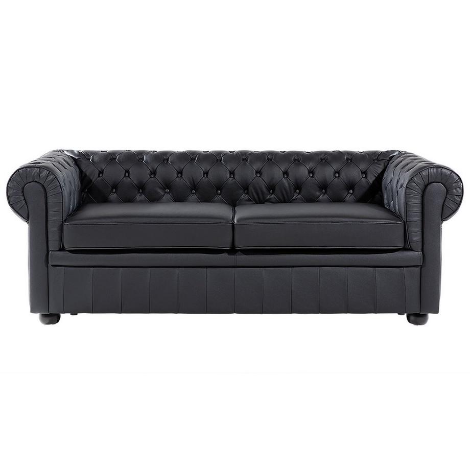 Beliani 3 Sitzer Sofa aus Echtleder Glamourös CHESTERFIELD  