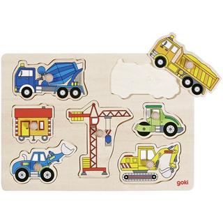 goki  Goki Puzzle à encastrements, véhicules de chantier 