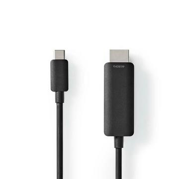 Adaptateur USB-C ™ | USB 3.2 Gen 1 | Mâle USB-C ™ | Contact HDMI ™ | 4K @ 60Hz | 2,00 m | Round | Nickel -Plated | PVC | Noir | Étiquette