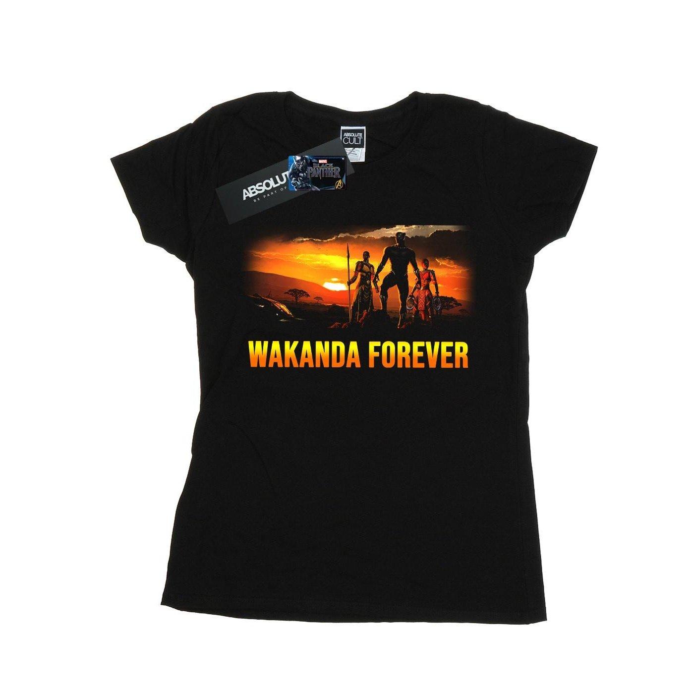 Image of Black Panther Wakanda Forever Tshirt Damen Schwarz M