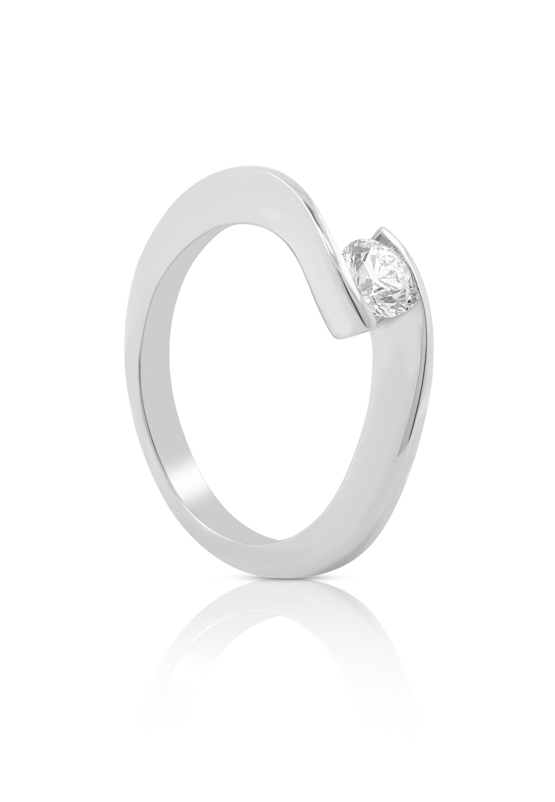 Image of Solitaire Ring Diamant 0.40ct. Weissgold 750 Damen Silber 50