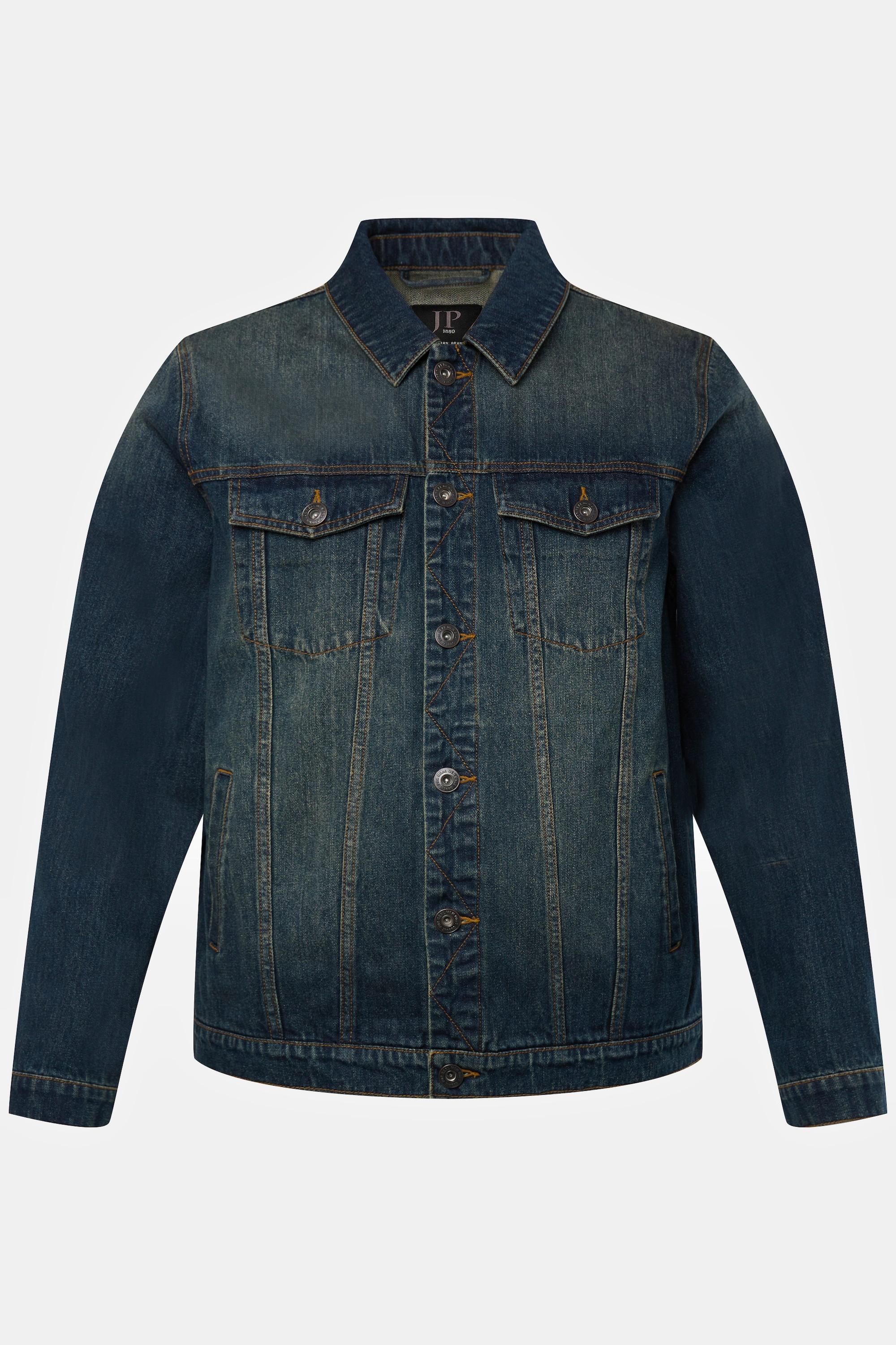 JP1880  Veste en jean. Poches poitrine et patte de boutonnage. Jusqu'au 8XL 