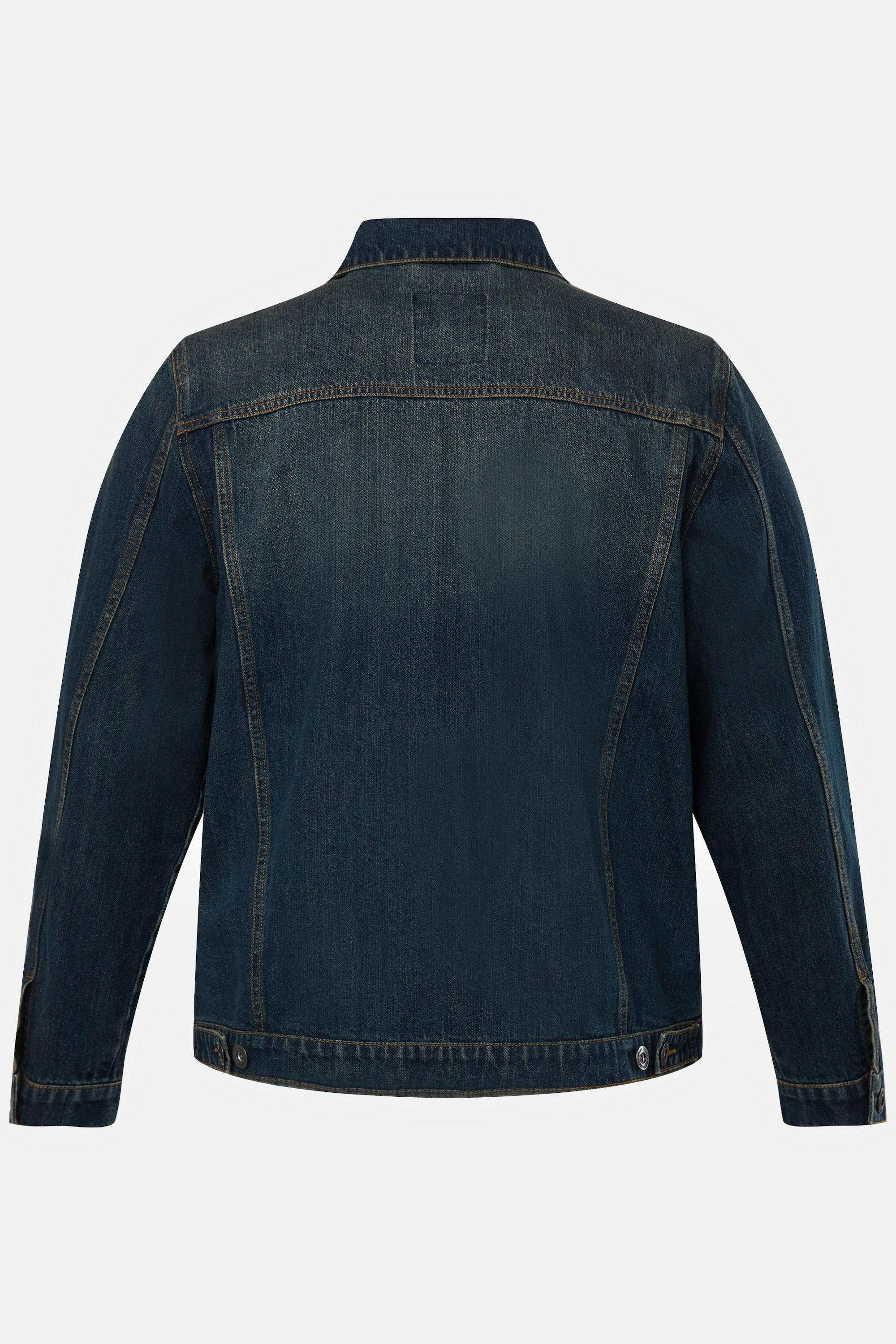 JP1880  Veste en jean. Poches poitrine et patte de boutonnage. Jusqu'au 8XL 