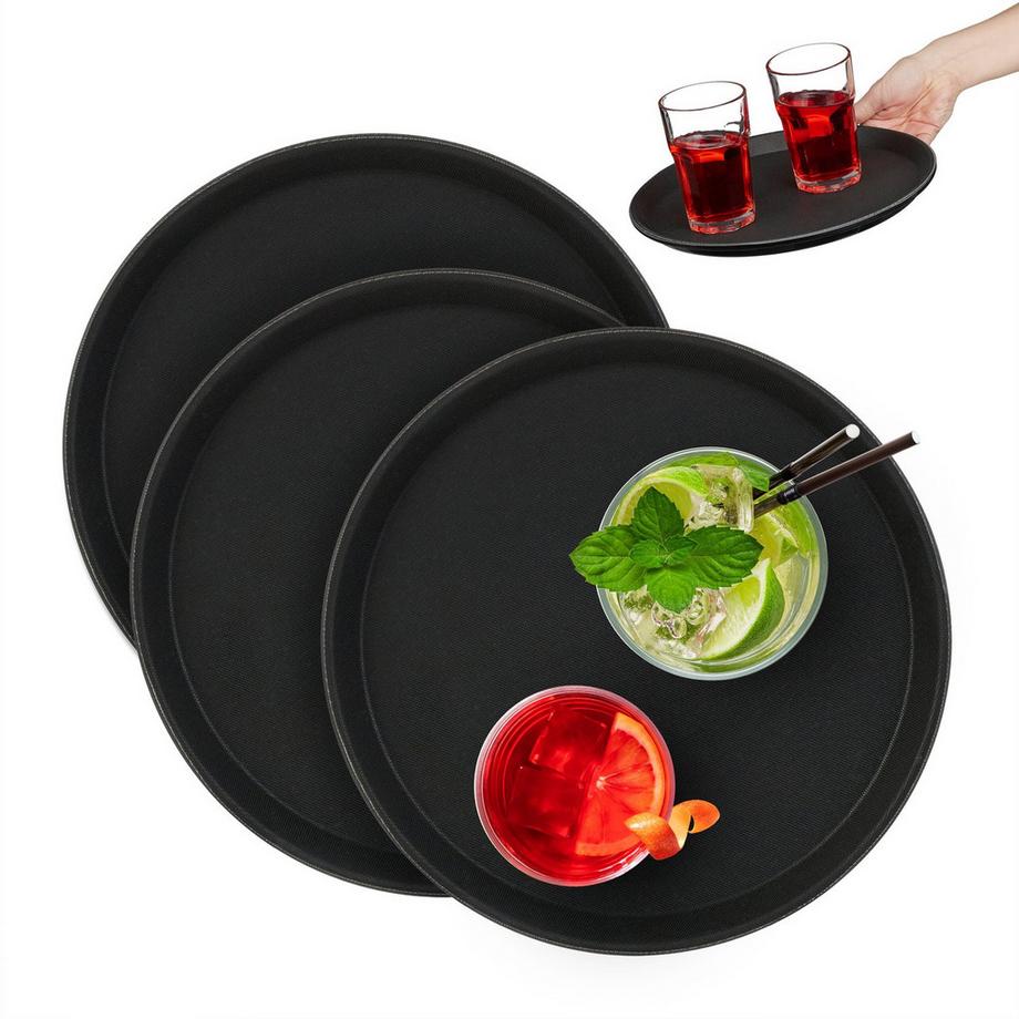 Northix  Lot de 3 plateaux de service ronds 