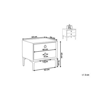 Beliani Nachttisch mit 2 Schubladen aus Samtstoff Modern SEZANNE  
