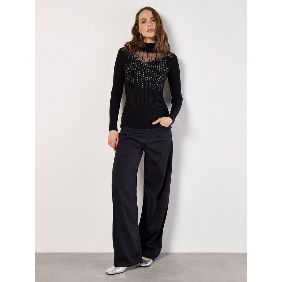 Geripptes Top aus Mesh