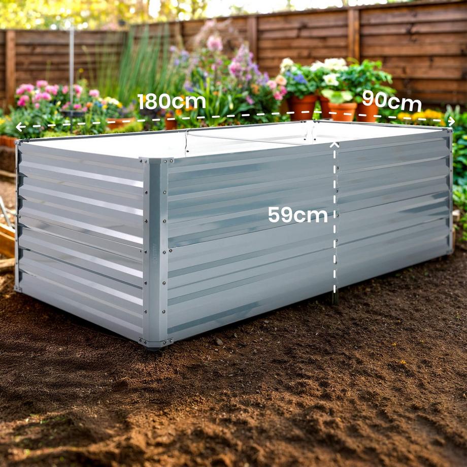 Arebos Letto da giardino rialzato in metallo Letto per piante in acciaio inox  