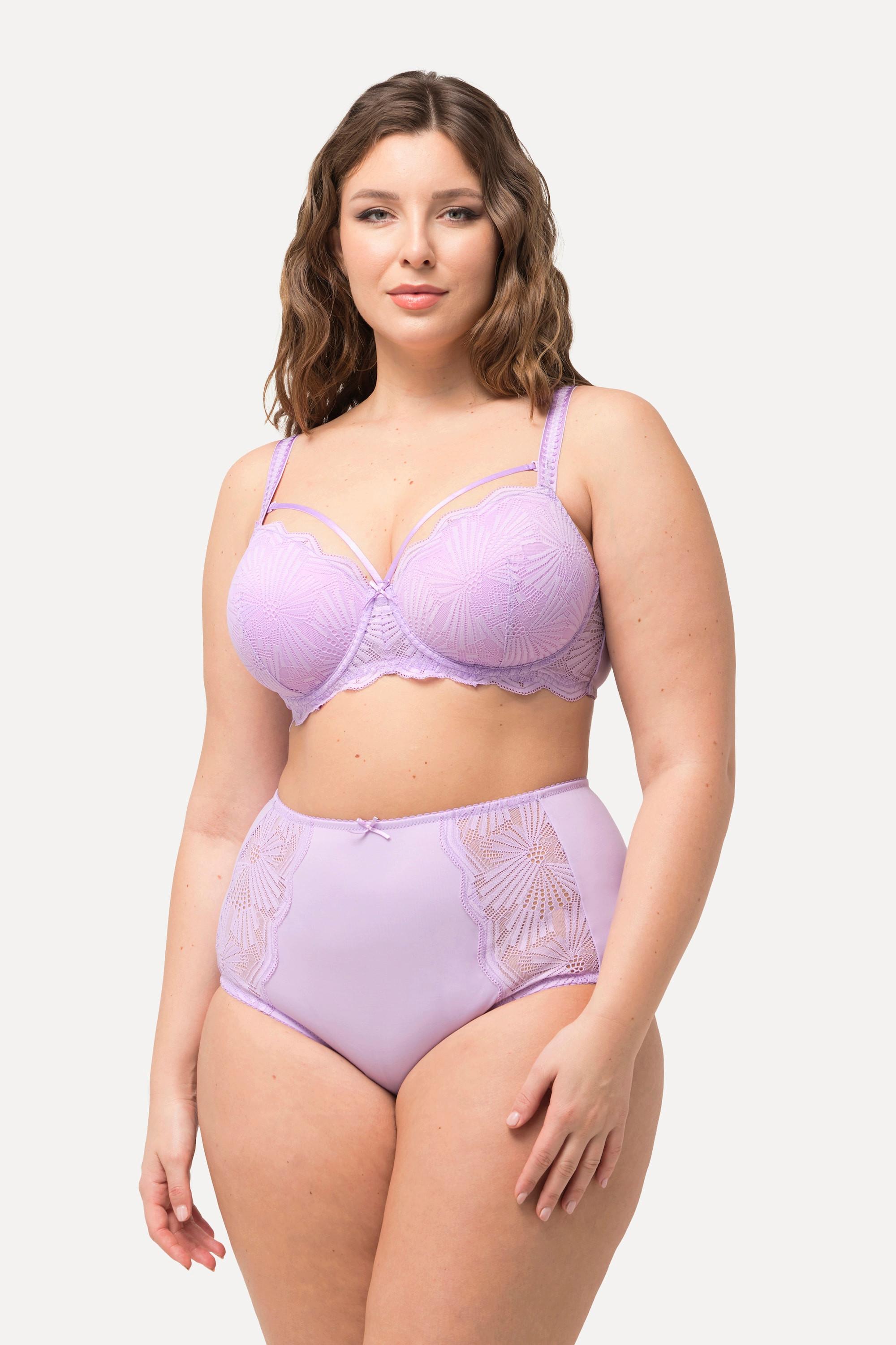 Ulla Popken  Soutien-gorge à armatures et bonnets souples, dentelle et rubans fantaisie - bonnet C-F 