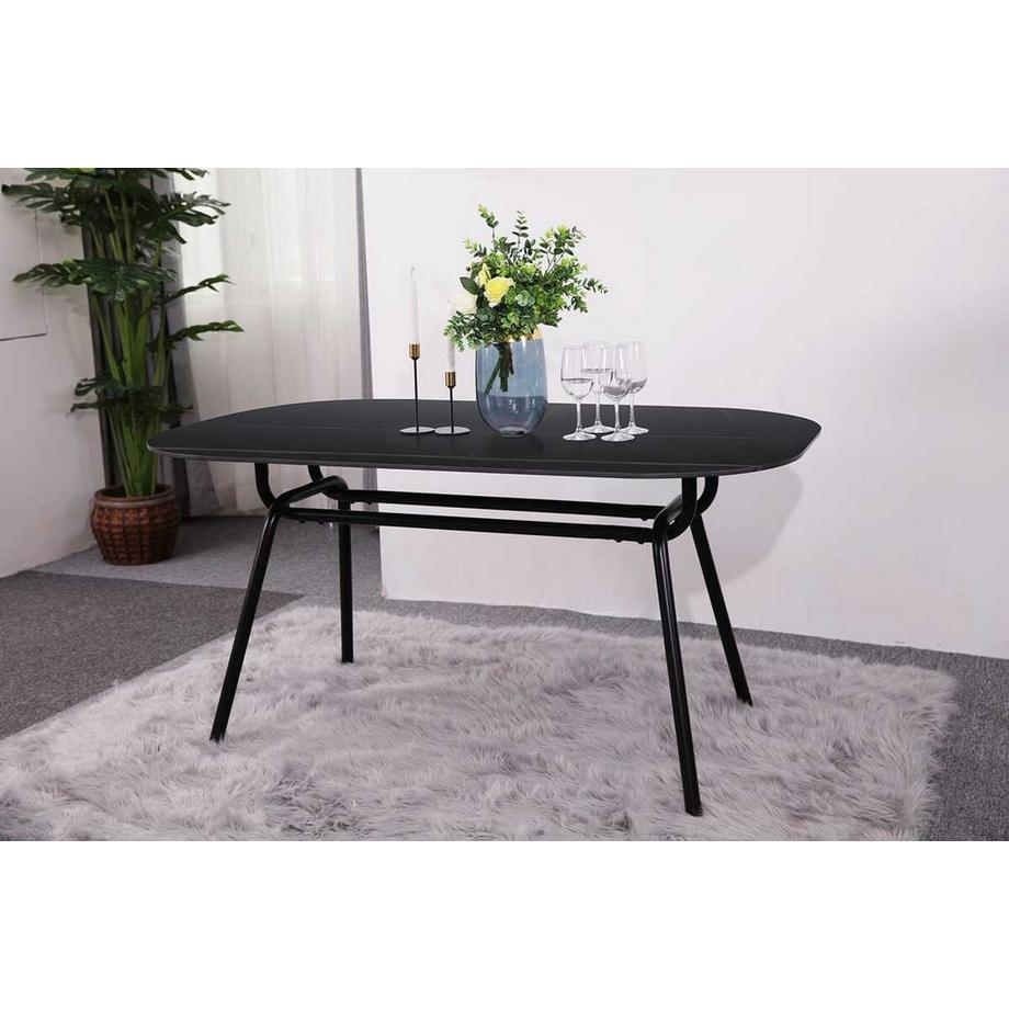 mutoni Tavolo da pranzo Nespera in vetro e metallo effetto marmo bianco 150  