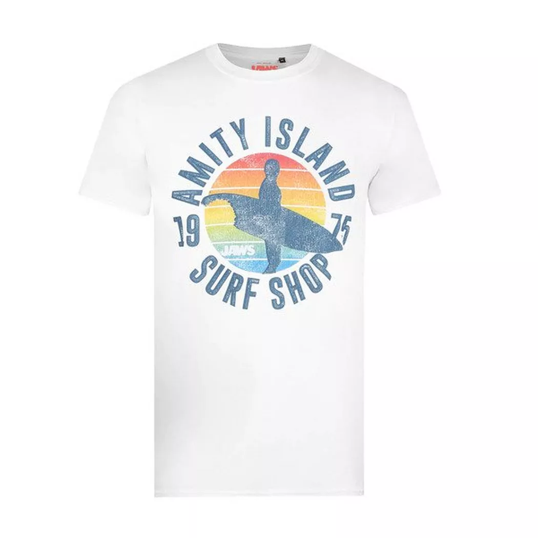Jaws - Tshirt AMITY SURF SHOP, Amity Surf Shop T-Shirt, M, Blanc