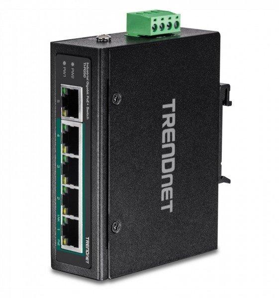 TRENDNET  TI-PG50 5-Port DIN-Rail Switch Industrial Gigabit PoE + 