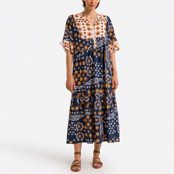 Weites Maxikleid mit Ethnoprint