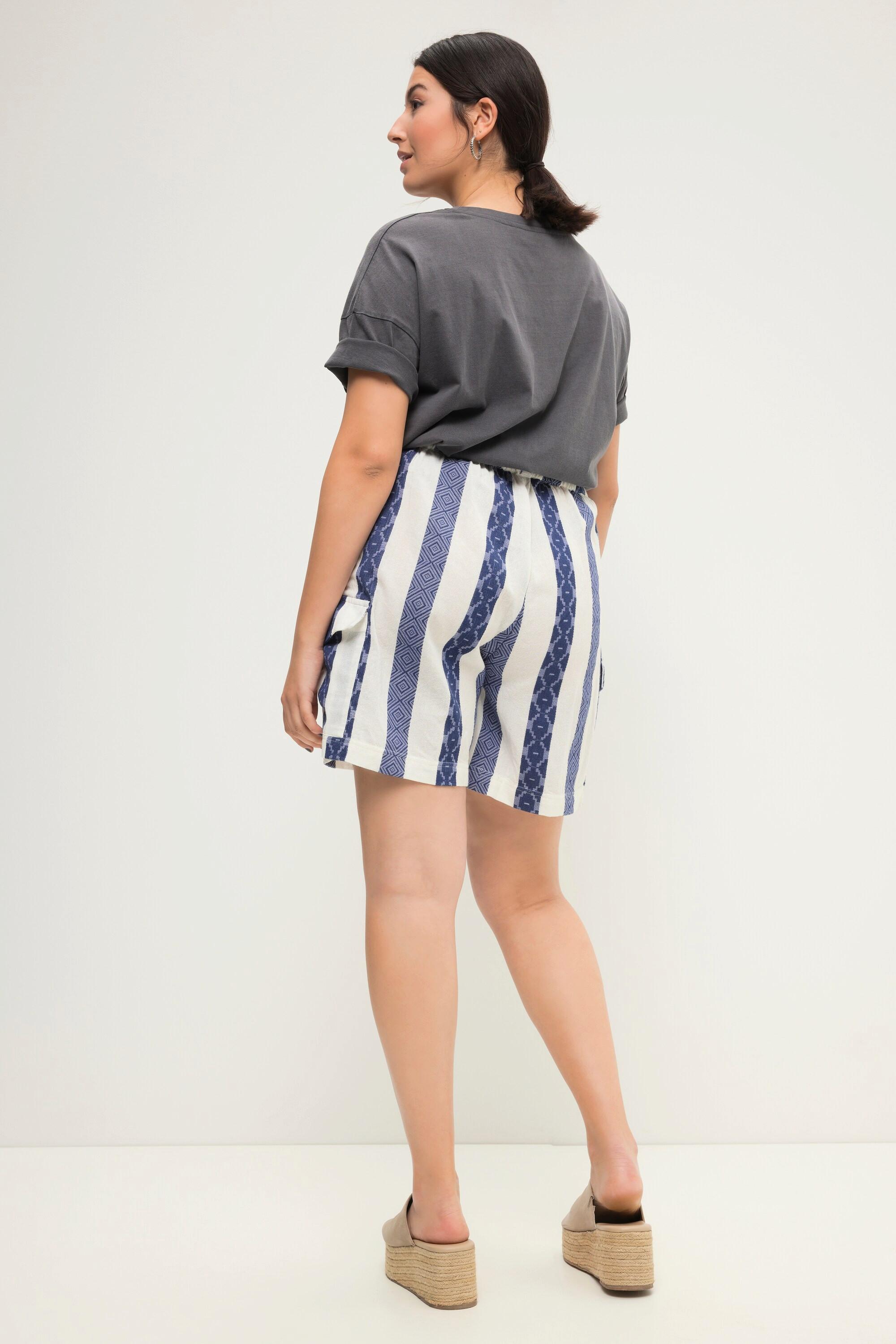 Studio Untold  Shorts, Wide Legs, HighWaist, Streifen, Elastikbund, Cargotaschen 