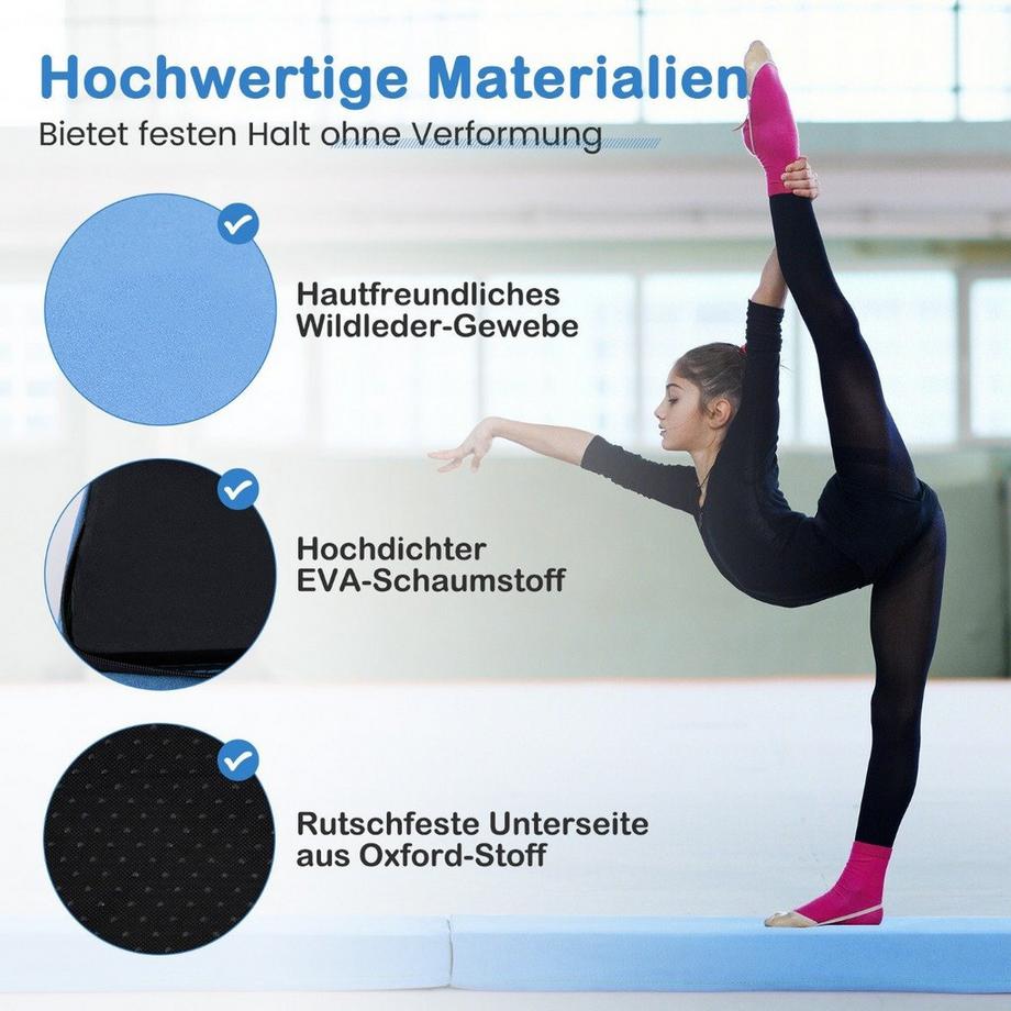 Northix  Trave d'equilibrio 210 cm trave da ginnastica trave da ginnastica pieghevole trave d'equilibrio antiscivolo fino a 73 kg blu 