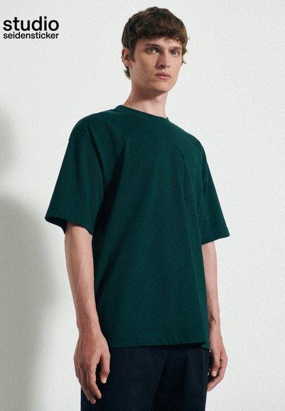 Image of T-shirt Oversized Fit Fit Kurzarm Uni Herren Grün S