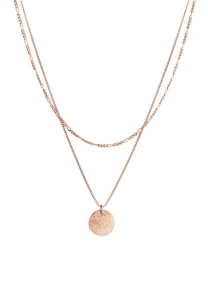 Image of Halskette Layer Plättchen Anhänger Damen Goldrosa 50 CM