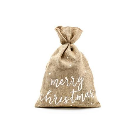 PartyDeco  Sack Merry Christmas aus Leinen 