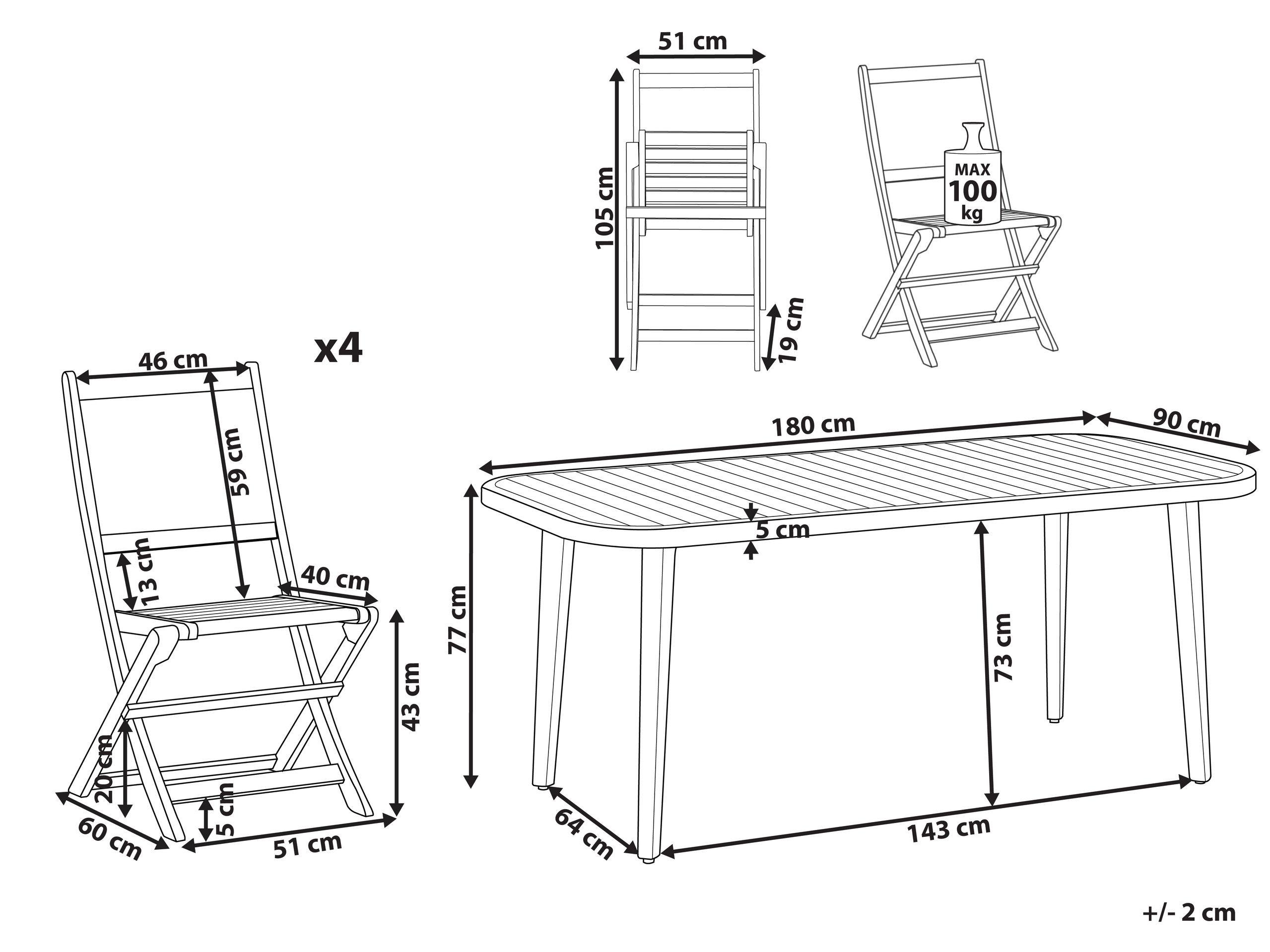 Beliani Set da pranzo per 4 persone en Legno d'acacia certificato FSC® Classico PARAGGI  