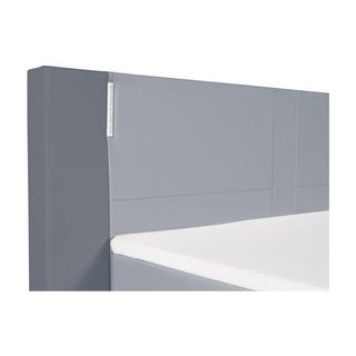 DREAMEA Set boxspring completo testata con LED + reti + materasso + topper ASTI similpelle antracite e grigio chiaro  