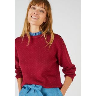 Damart  Warmer Jacquard-Pullover mit Volant am Ausschnitt. 