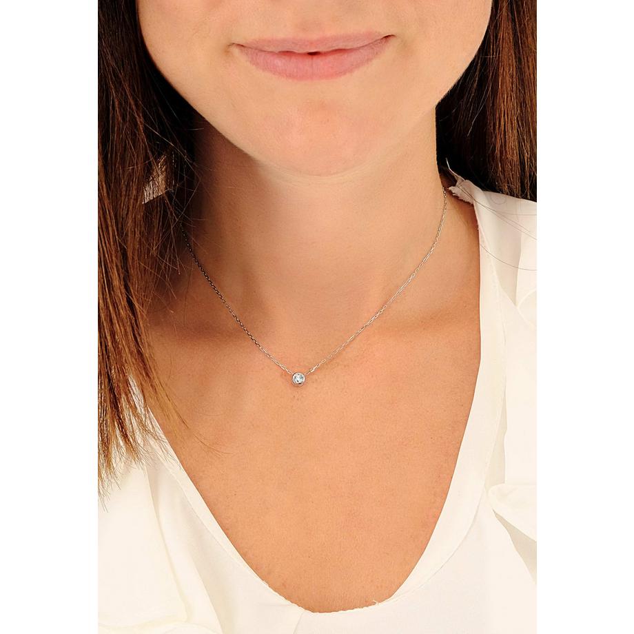 MUAU Schmuck  Solitär Anhänger Zargenfassung Weissgold 750 Diamant 0.20ct. 5.5x5.5mm 