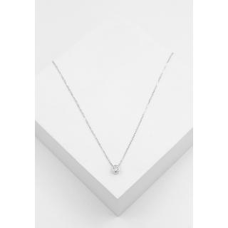 MUAU Schmuck  Pendentif solitaire Monture en or blanc 750 Diamant 0,20ct. 5,5x5,5mm 