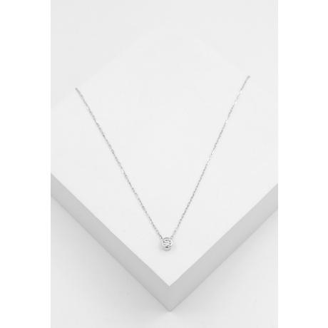 MUAU Schmuck  Pendentif solitaire Monture en or blanc 750 Diamant 0,20ct. 5,5x5,5mm 