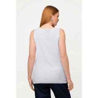 Ulla Popken  Top smanicato di maglia a costine con scollo a V 