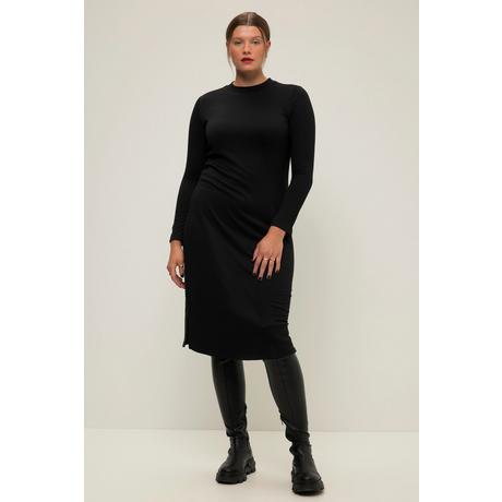 Studio Untold  Robe midi en jersey côtelé à manches longues et col montant, coupe slim 