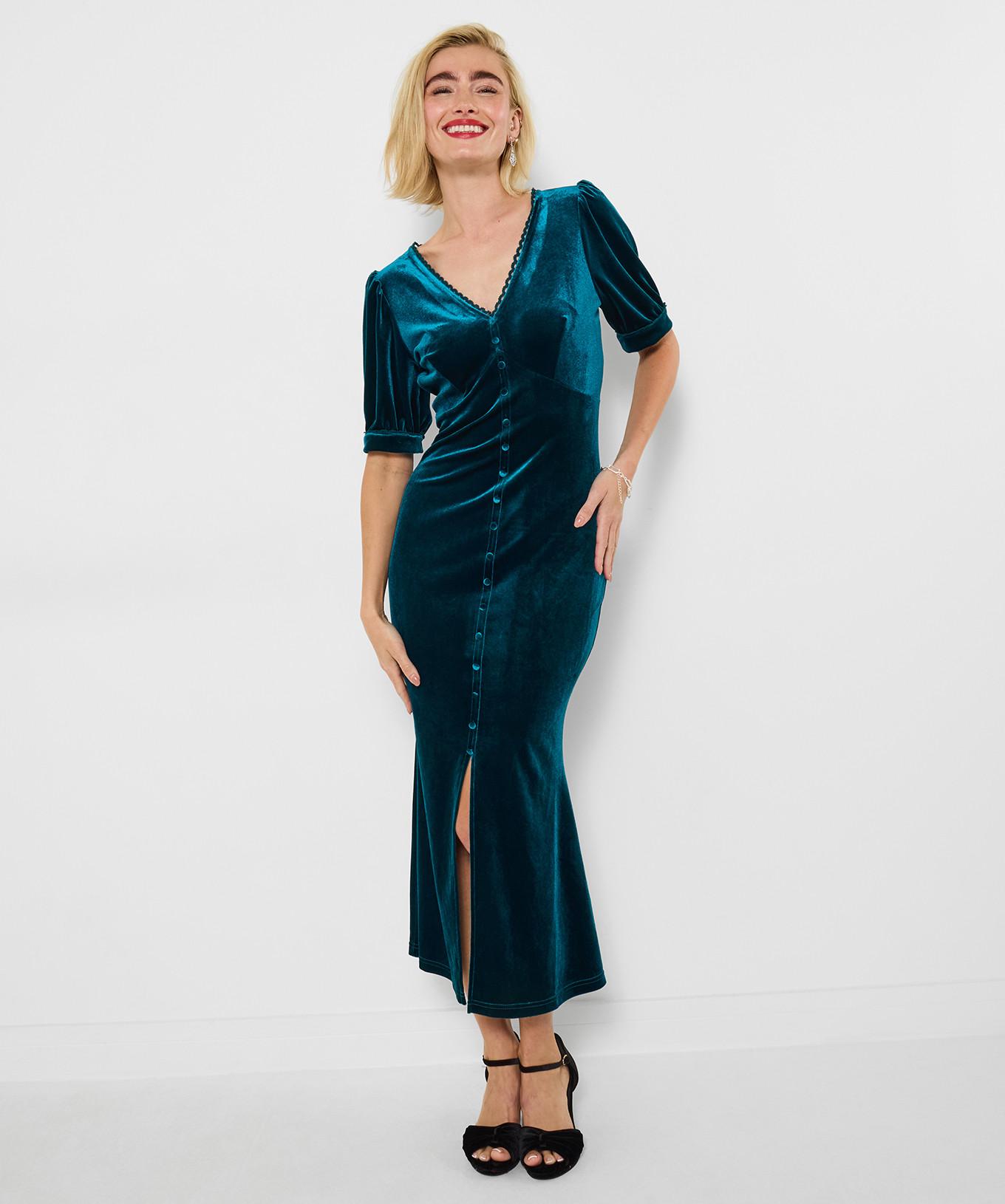 Joe Browns Stretch-Velourskleid V-Ausschnitt  