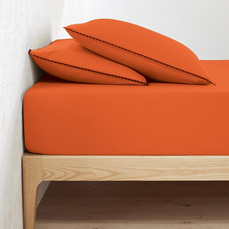 Drap housse uni coton lavé