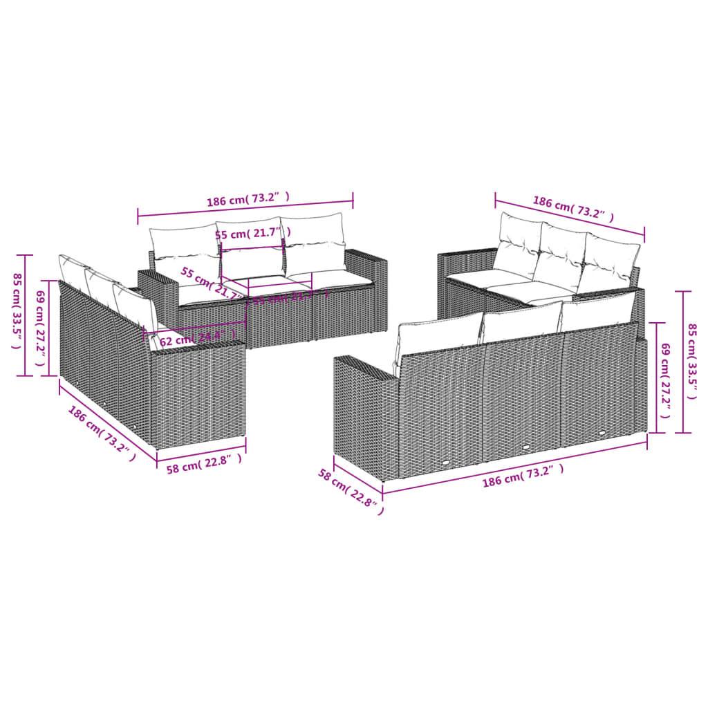 VidaXL set divano da giardino Polirattan  