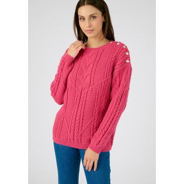 Zopfmusterpullover mit Knöpfen, Thermolactyl.