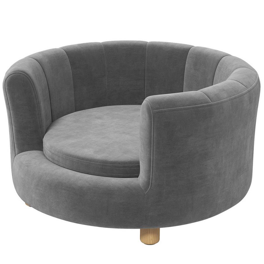 Divano per cani Divano lavabile per animali con schienale e gambe in legno per cani di piccola taglia fino a 45 kg in grigio