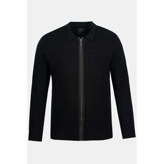 JP1880  Cardigan en maille fine, col chemise et fermeture à glissière 