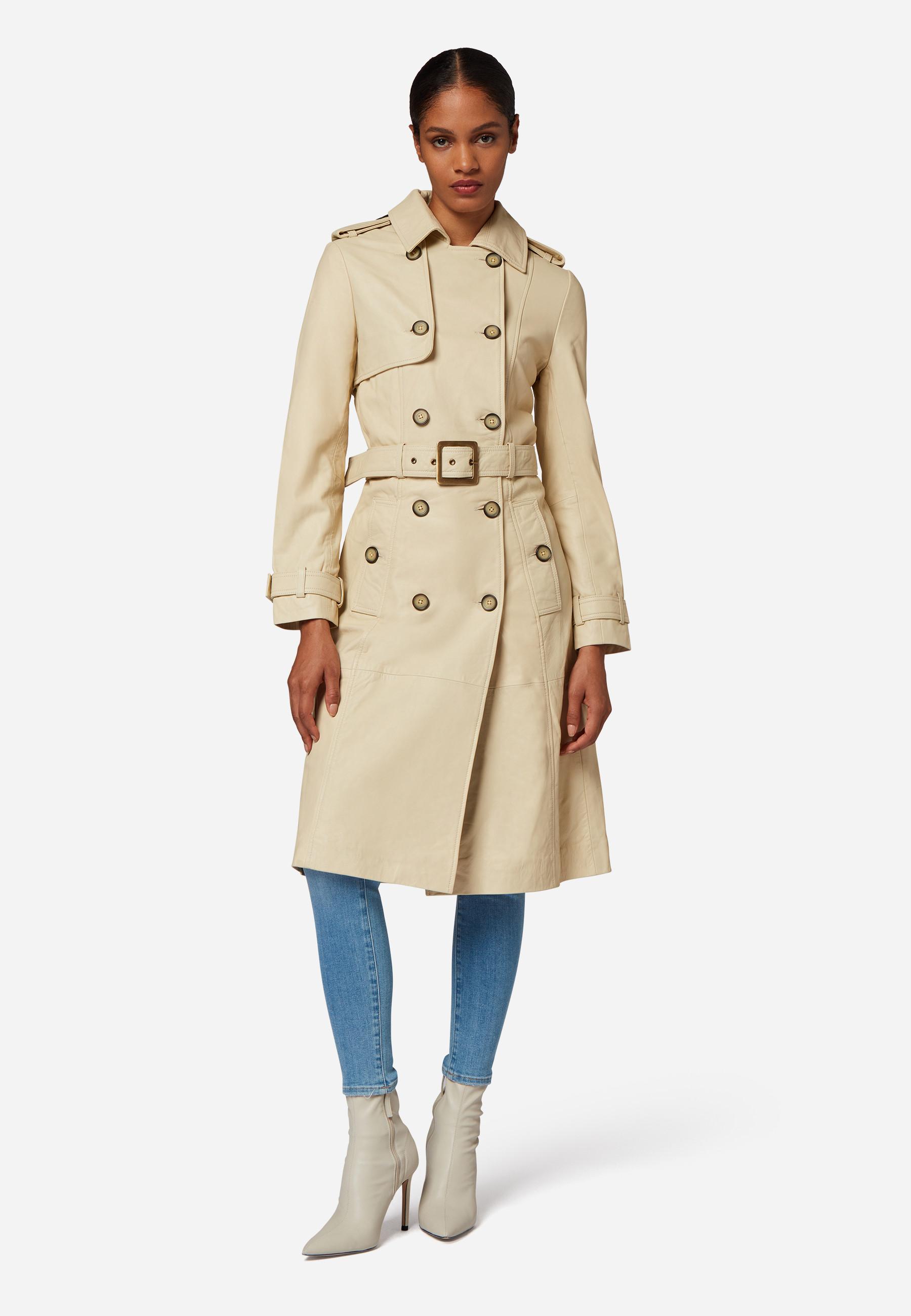 RICANO  Manteau en cuir  Gloria, trench avec col à revers 