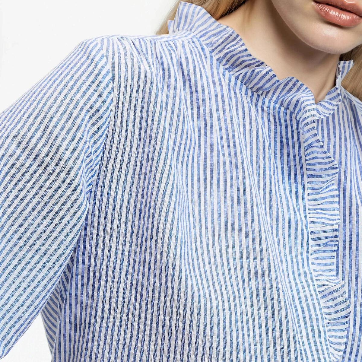 La Redoute Collections Camicetta di cotone a righe con collo vittoriano e maniche al gomito  