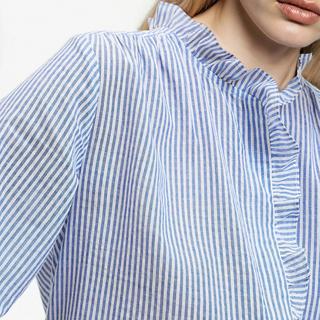 La Redoute Collections Camicetta di cotone a righe con collo vittoriano e maniche al gomito  