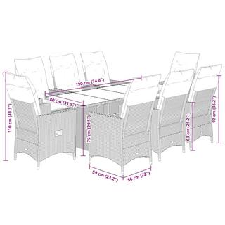 VidaXL Ensemble de salle à manger de jardin rotin synthétique  